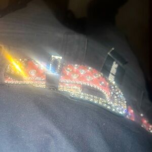 Hot Topic Pink Glitter Bling Skull Sparkling Rhinestone Belt